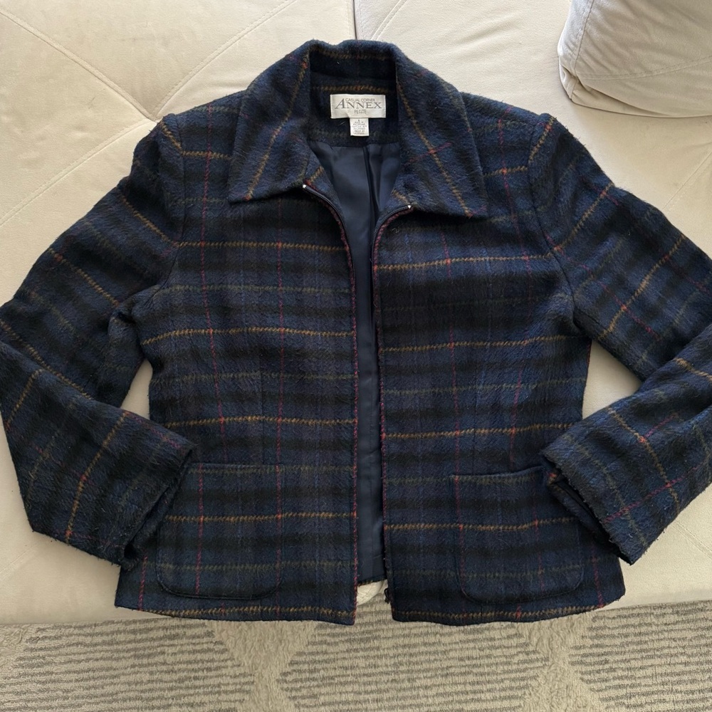 Casual Corner Annex Blue Plaid Jacket